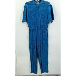 Sassafras Vintage 1980s Women's Jumpsuit pockets Short Sleeves Blue Size large
